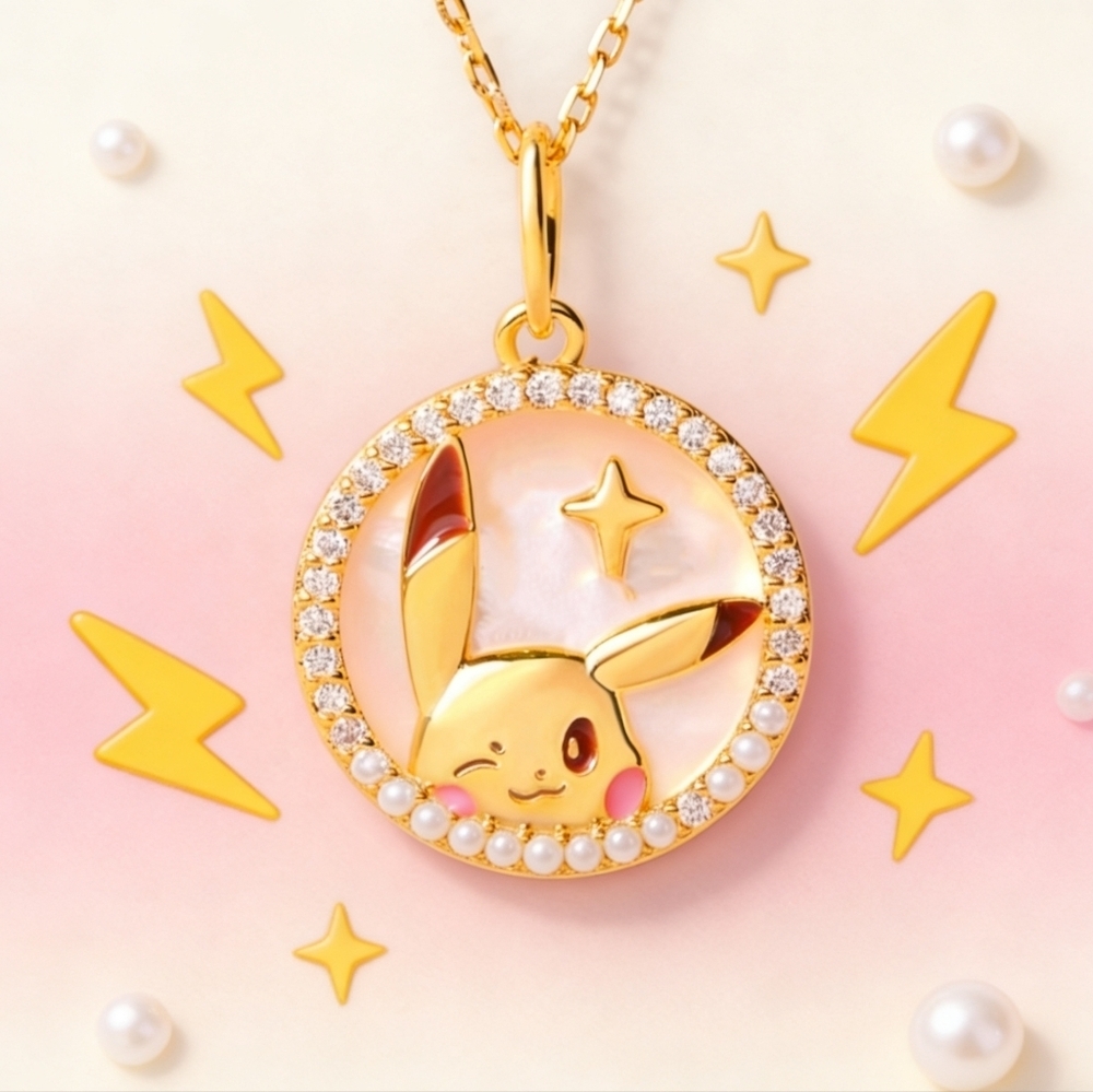 Wink & Shine Pikachu-Inspired Necklace Shell + Zircon Magic! - Picture 2 of 6